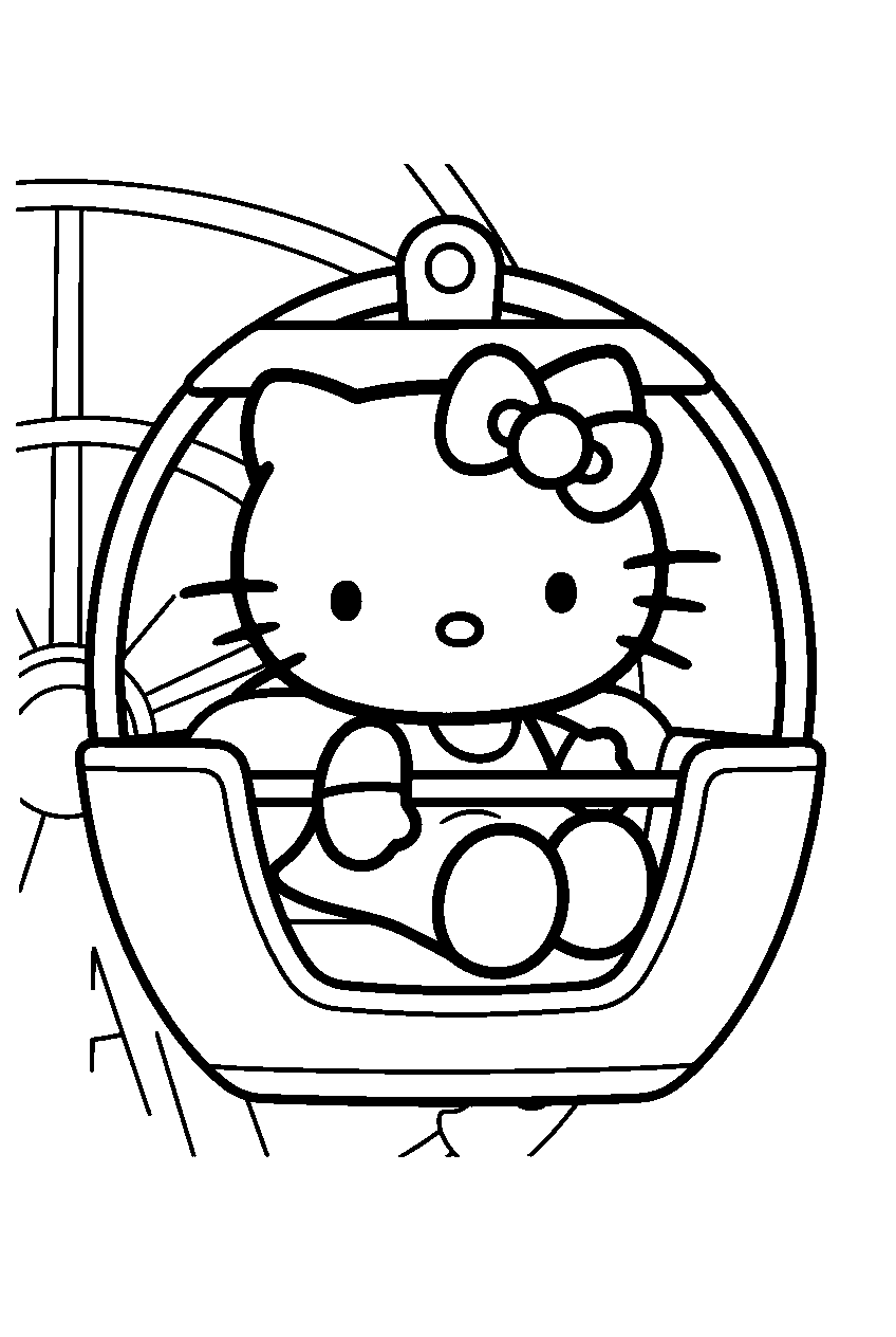 hello kitty in ferris wheel area line art