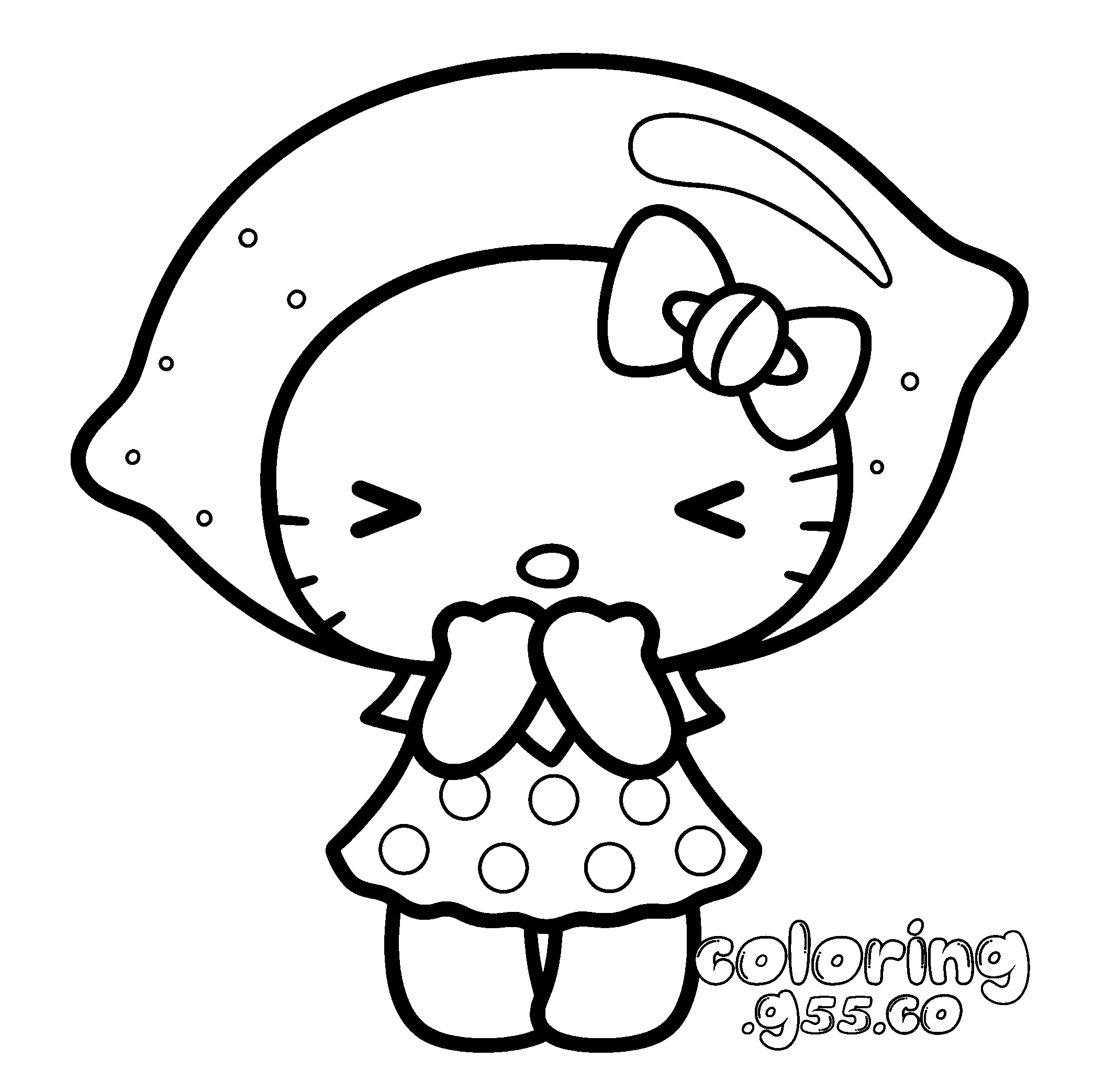 hello kitty lemon hat polka dot dress line art for kids