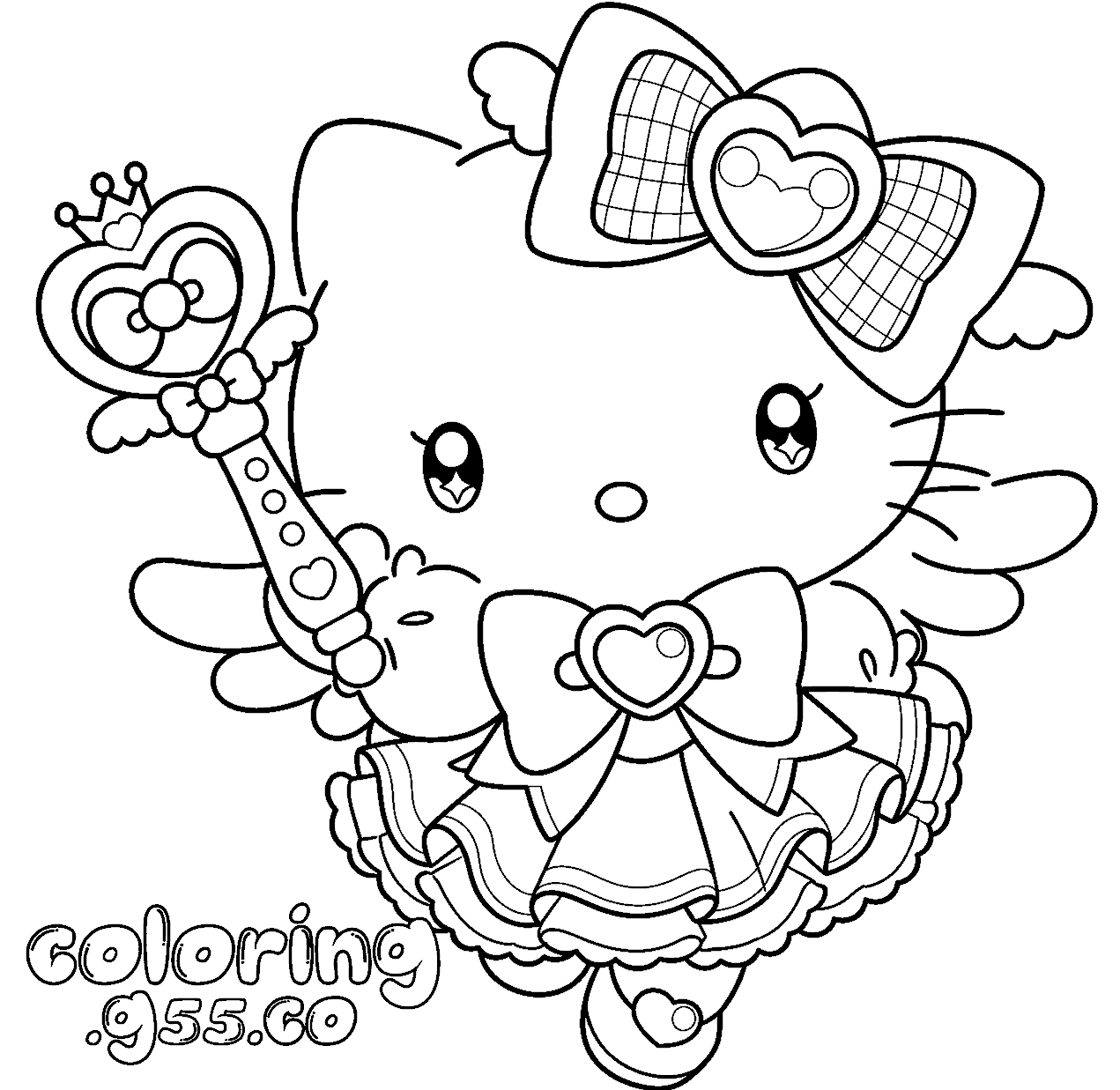 hello kitty magical princess fairy wand line art for kids