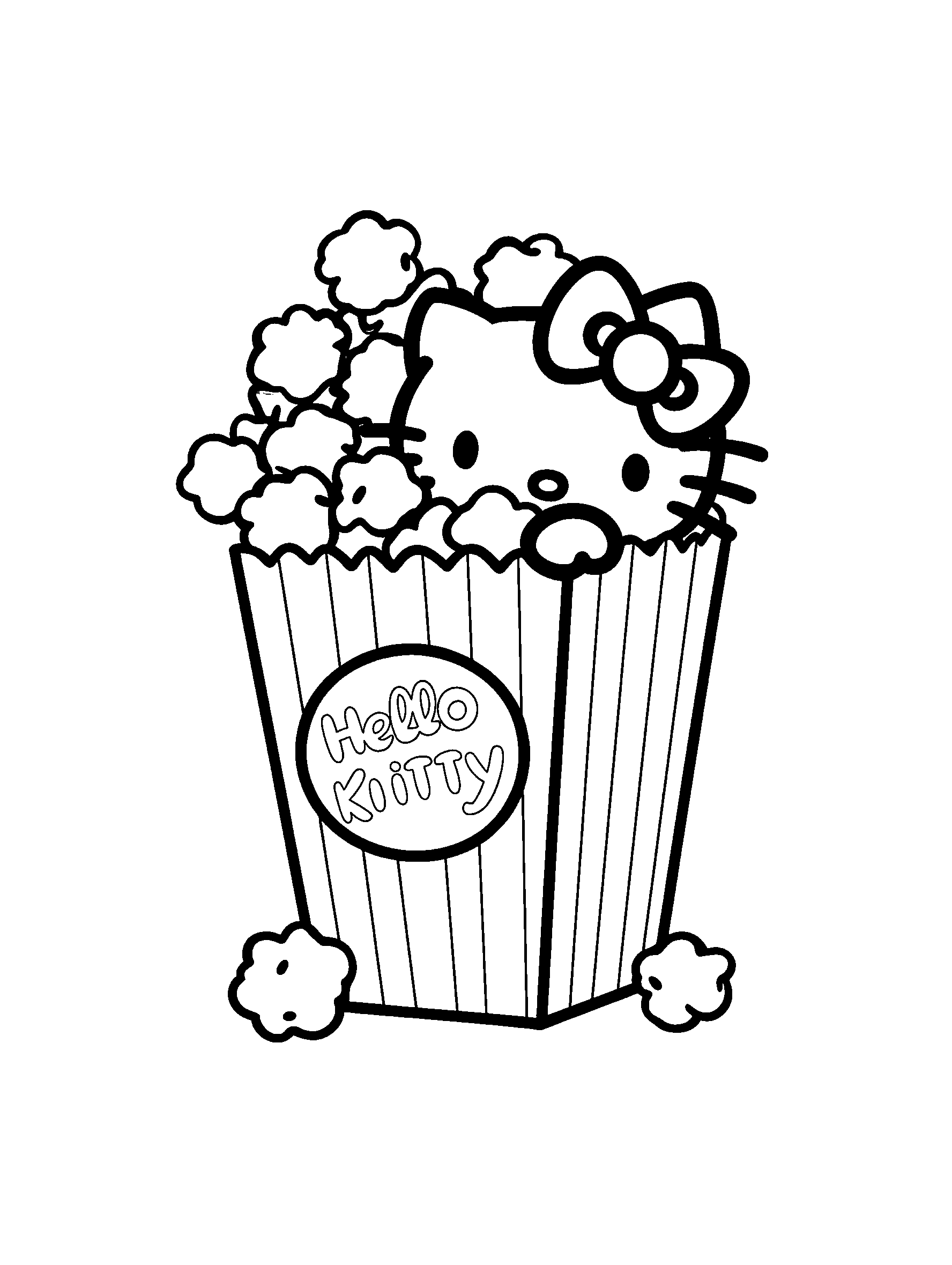 hello kitty popcorn bucket movie night line art