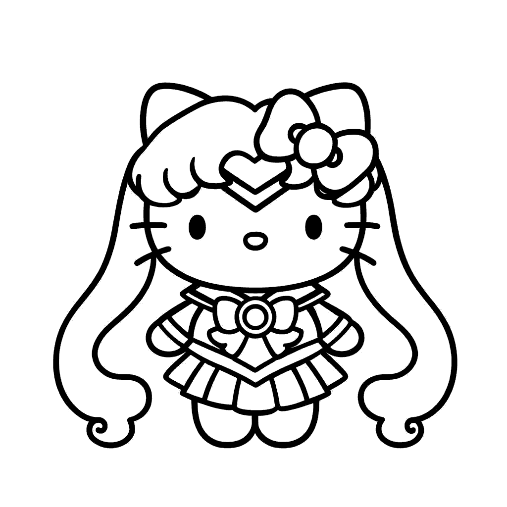 hello kitty sailor moon costume line art sheet