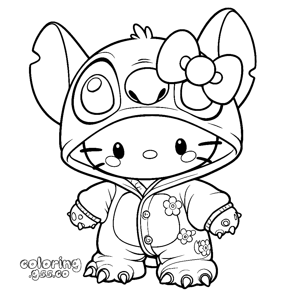 hello kitty stitch onesie kawaii line art