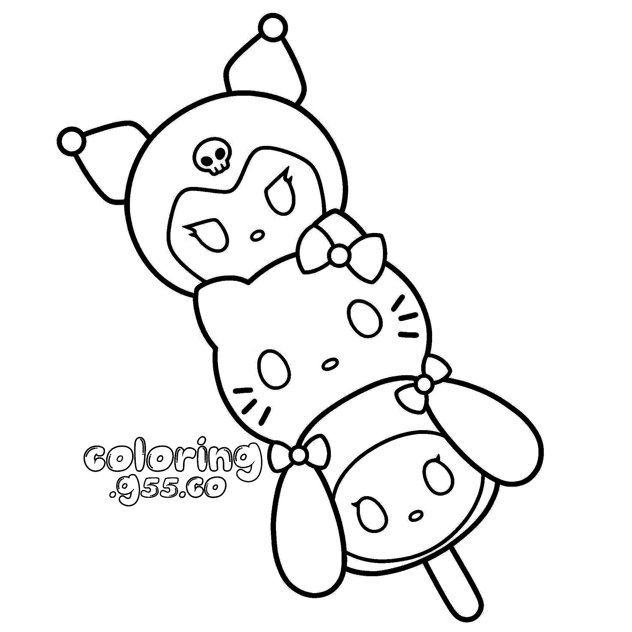hello kitty sweet dango skewer kuromi and my melody line art for kids