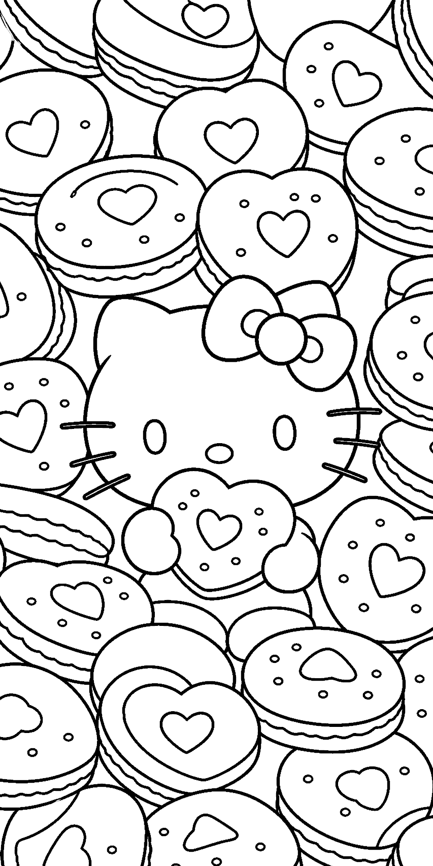 hello kitty sweet valentine heart cookies line art for kids