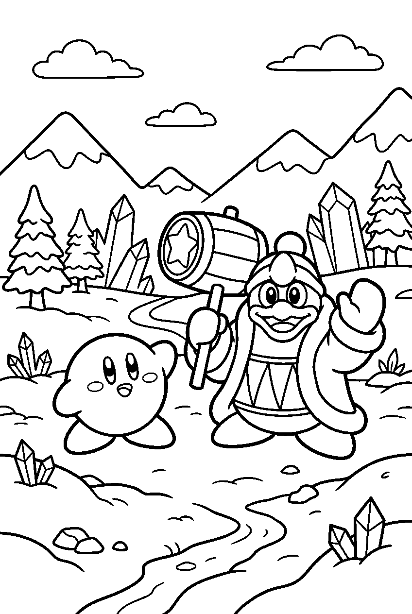 kirby king dedede in frozen valley line art