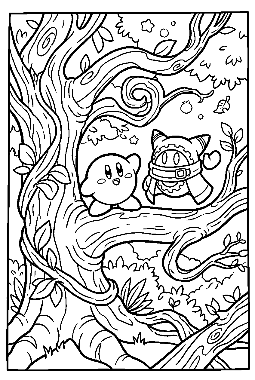 kirby magolor in giant tree line art