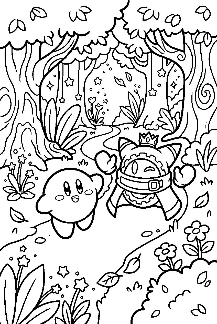 kirby magolor in magical forest line art