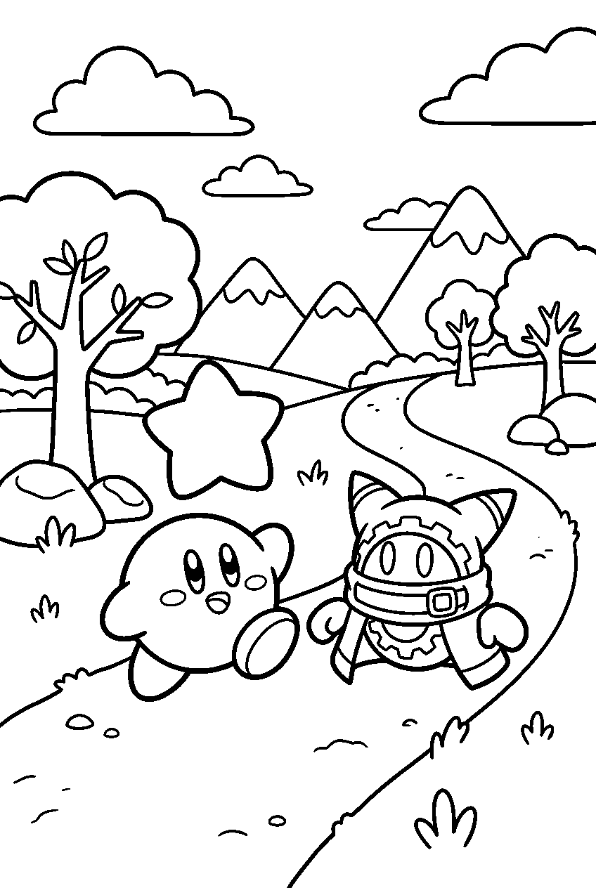 kirby magolor in popstar countryside line art
