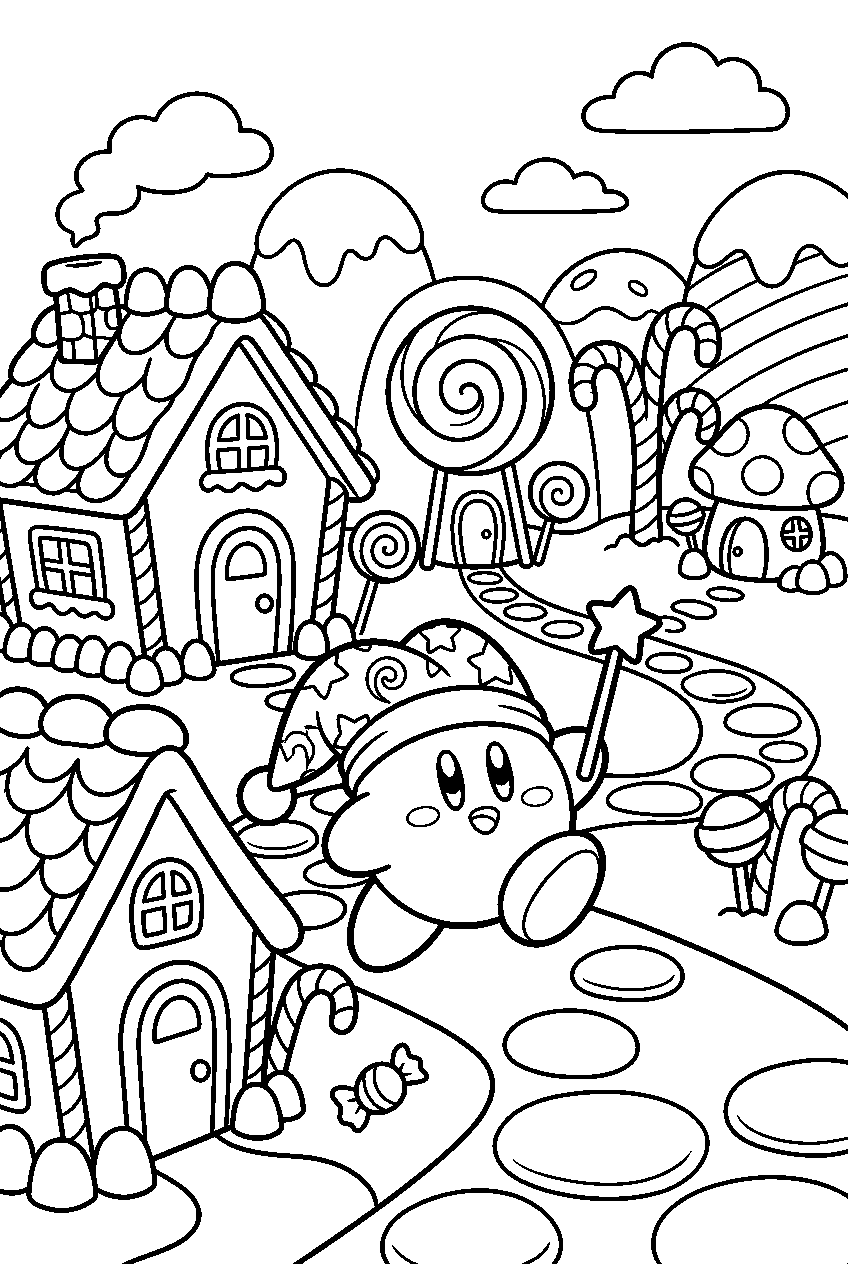 kirby marx in candy village line art