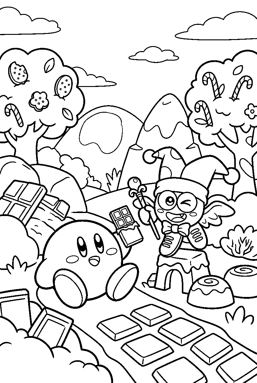 kirby marx in chocolate meadow line art