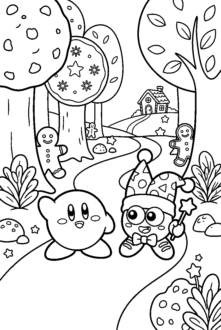 kirby marx in cookie forest line art