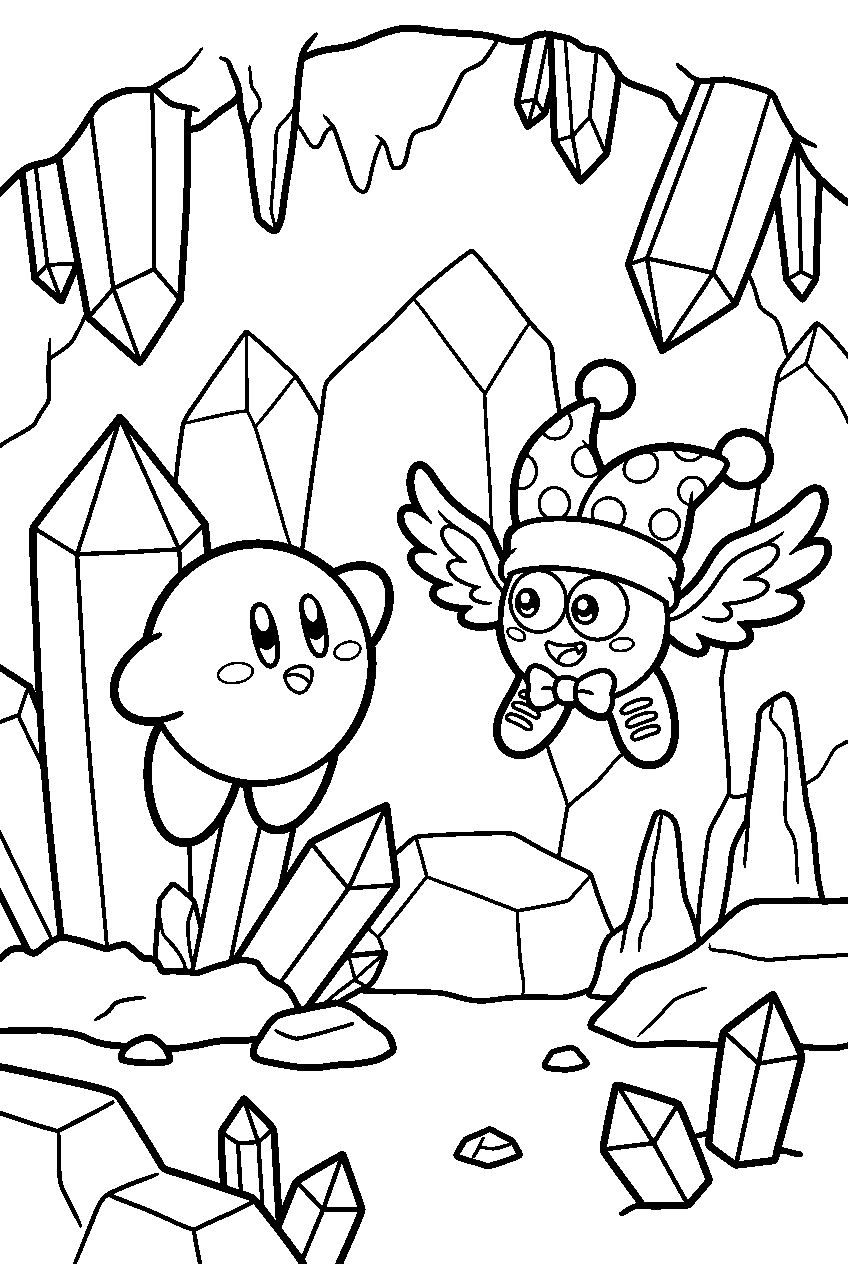 kirby marx in crystal cave line art