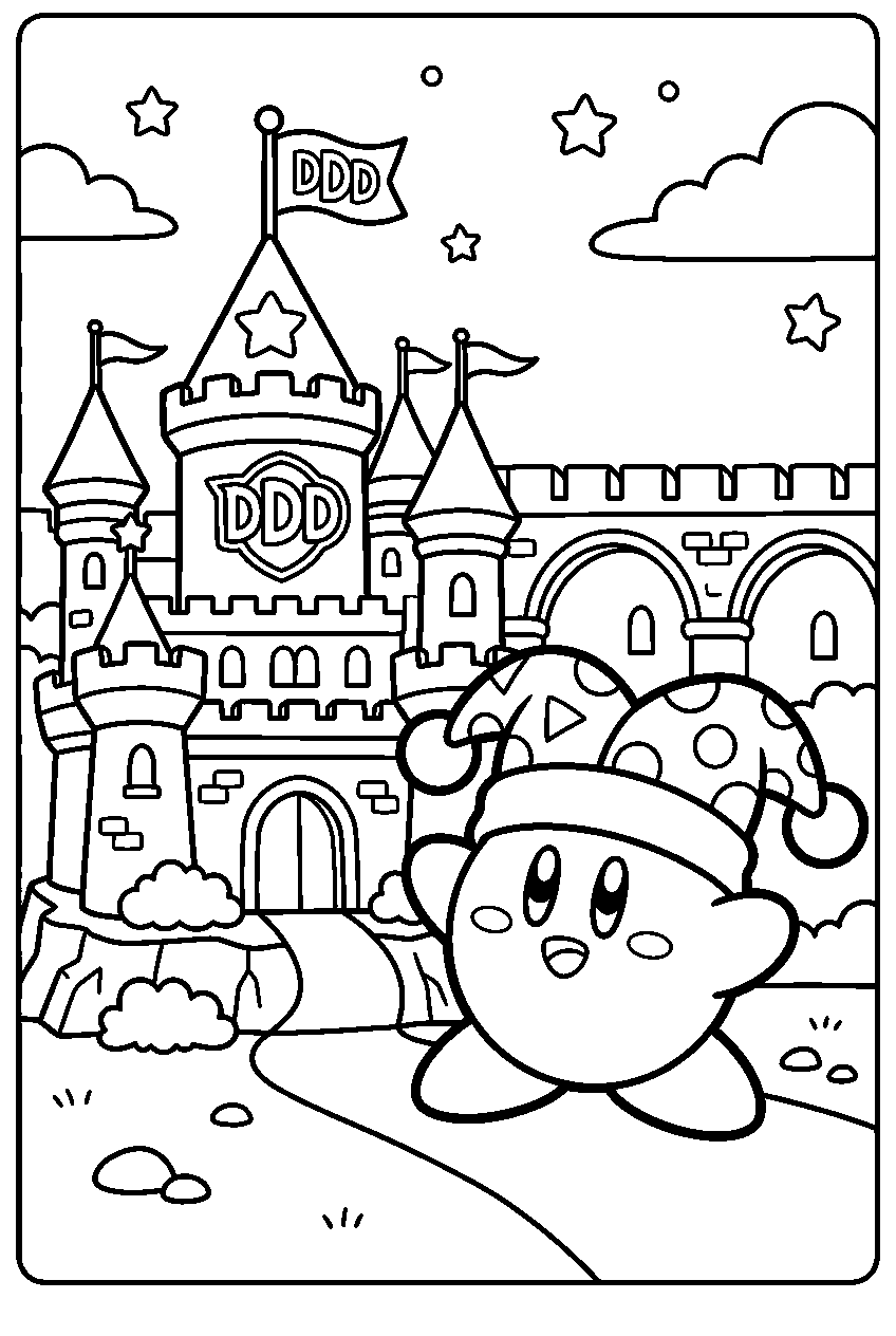 kirby marx in king dedede s castle line art