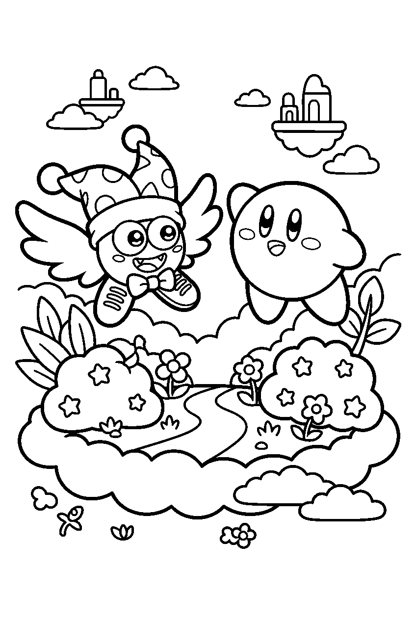 kirby marx in sky garden line art