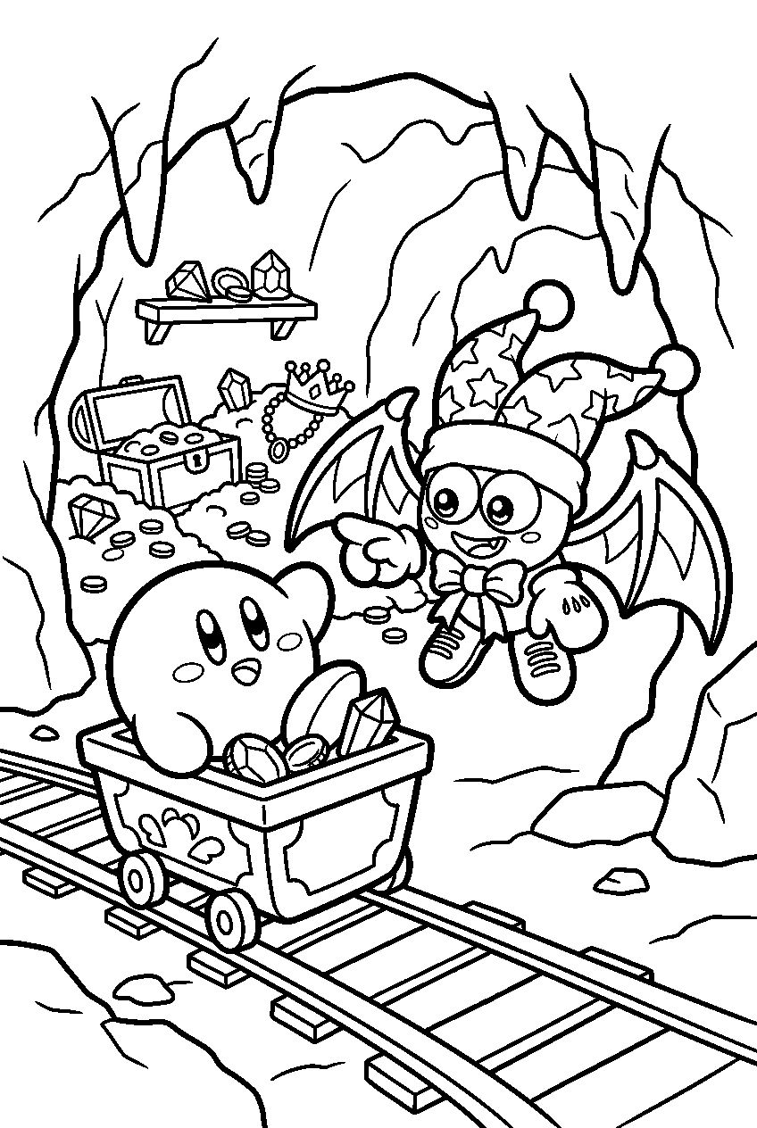 kirby marx in treasure cave line art