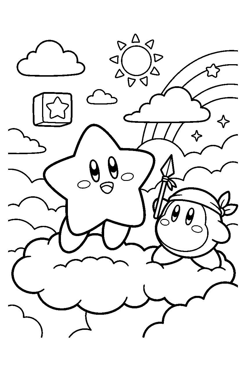 kirby waddle dee in cloud kingdom line art