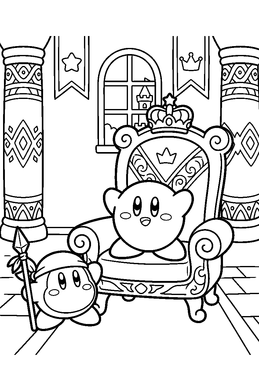 kirby waddle dee in royal throne room line art