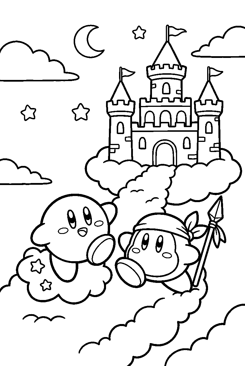 kirby waddle dee in sky castle line art