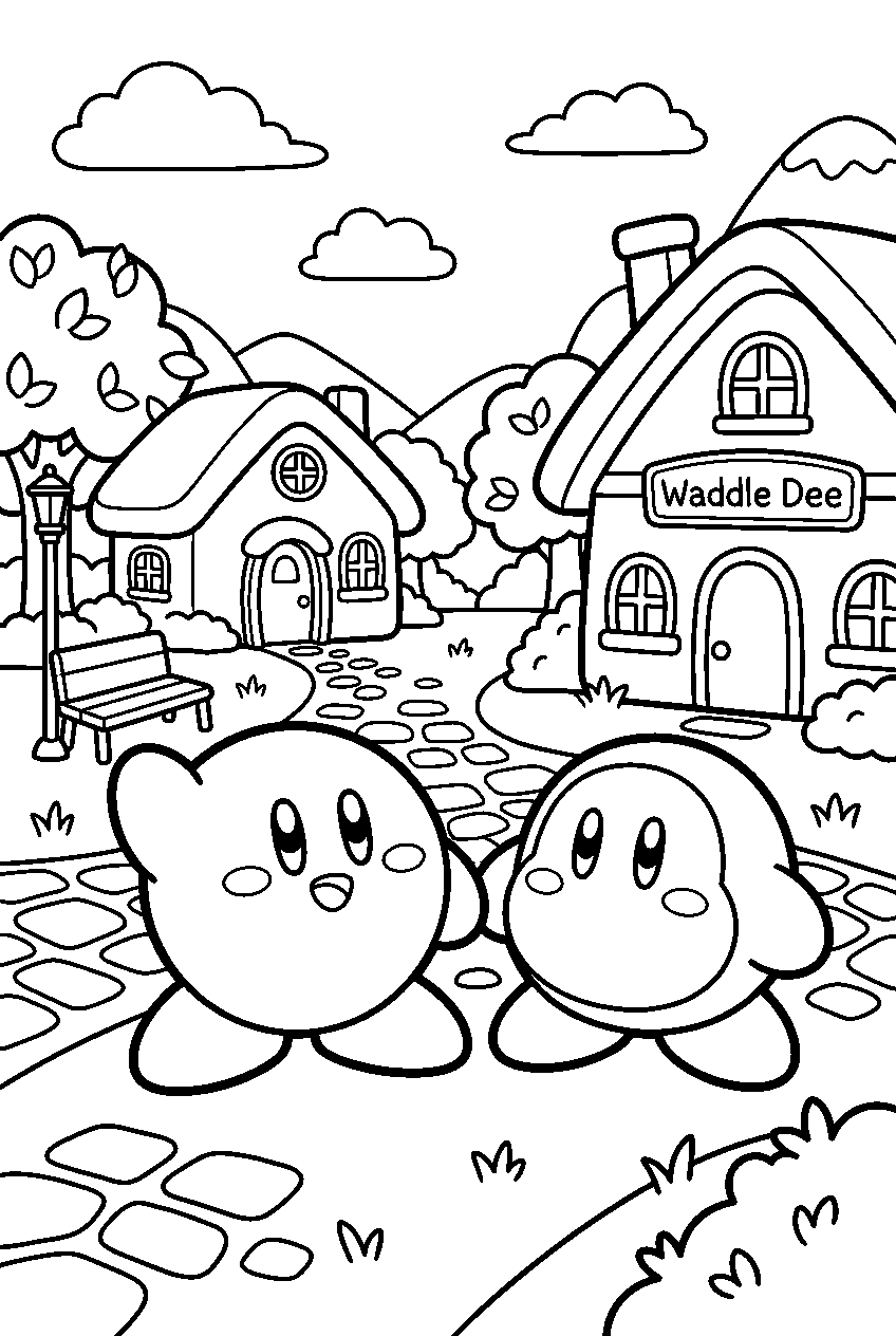 kirby waddle dee in waddle dee town line art
