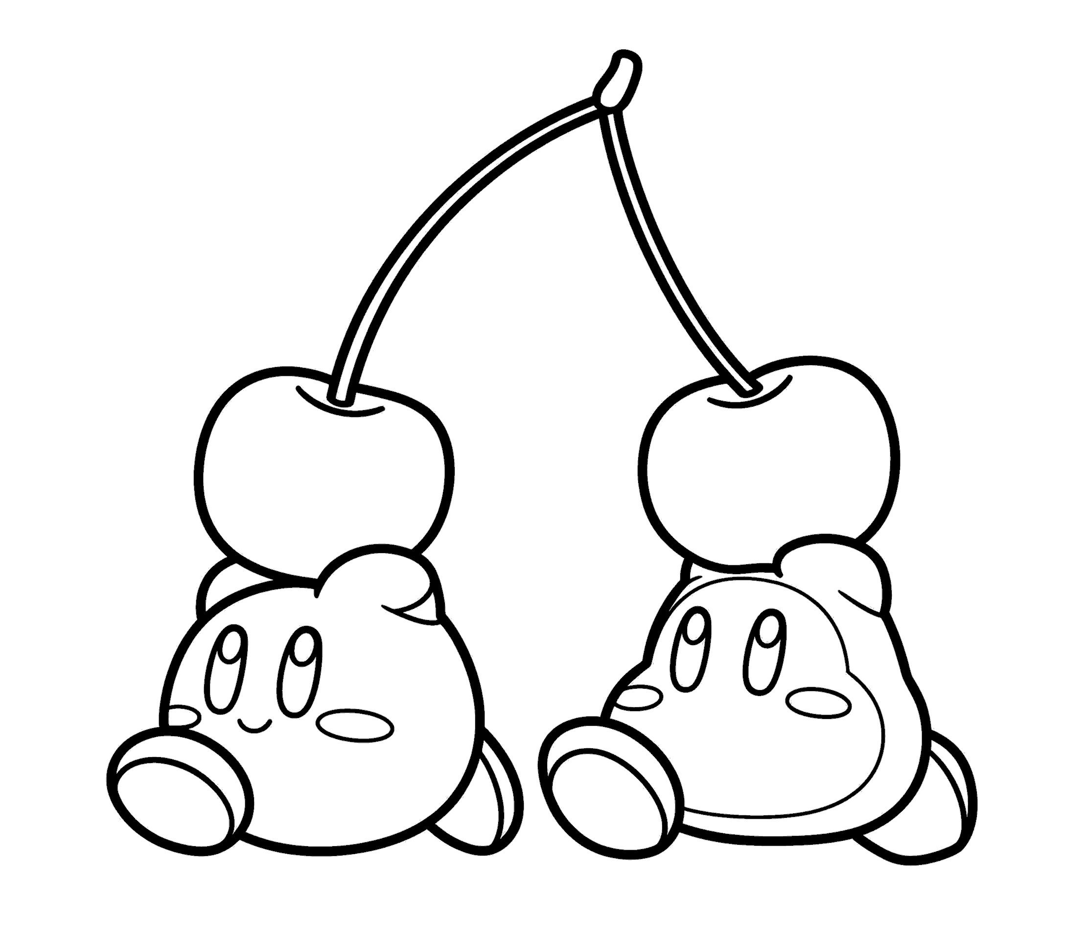 cute kirby cherry duo line art for kids