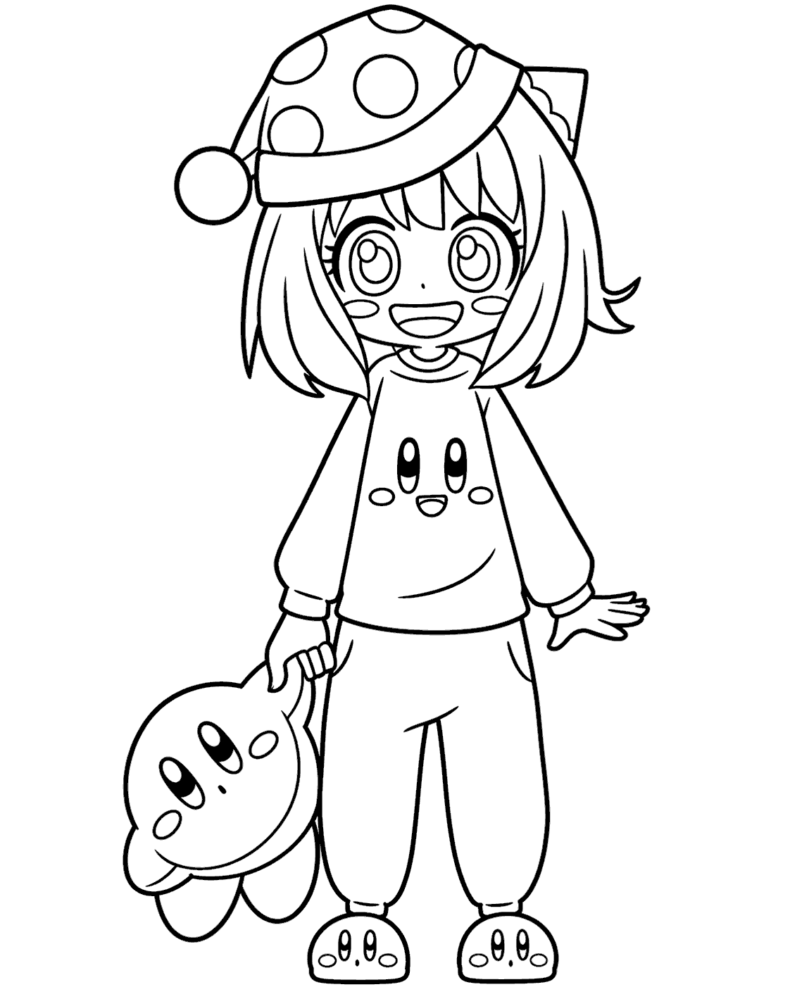 anya forger and kirby pajama party line art