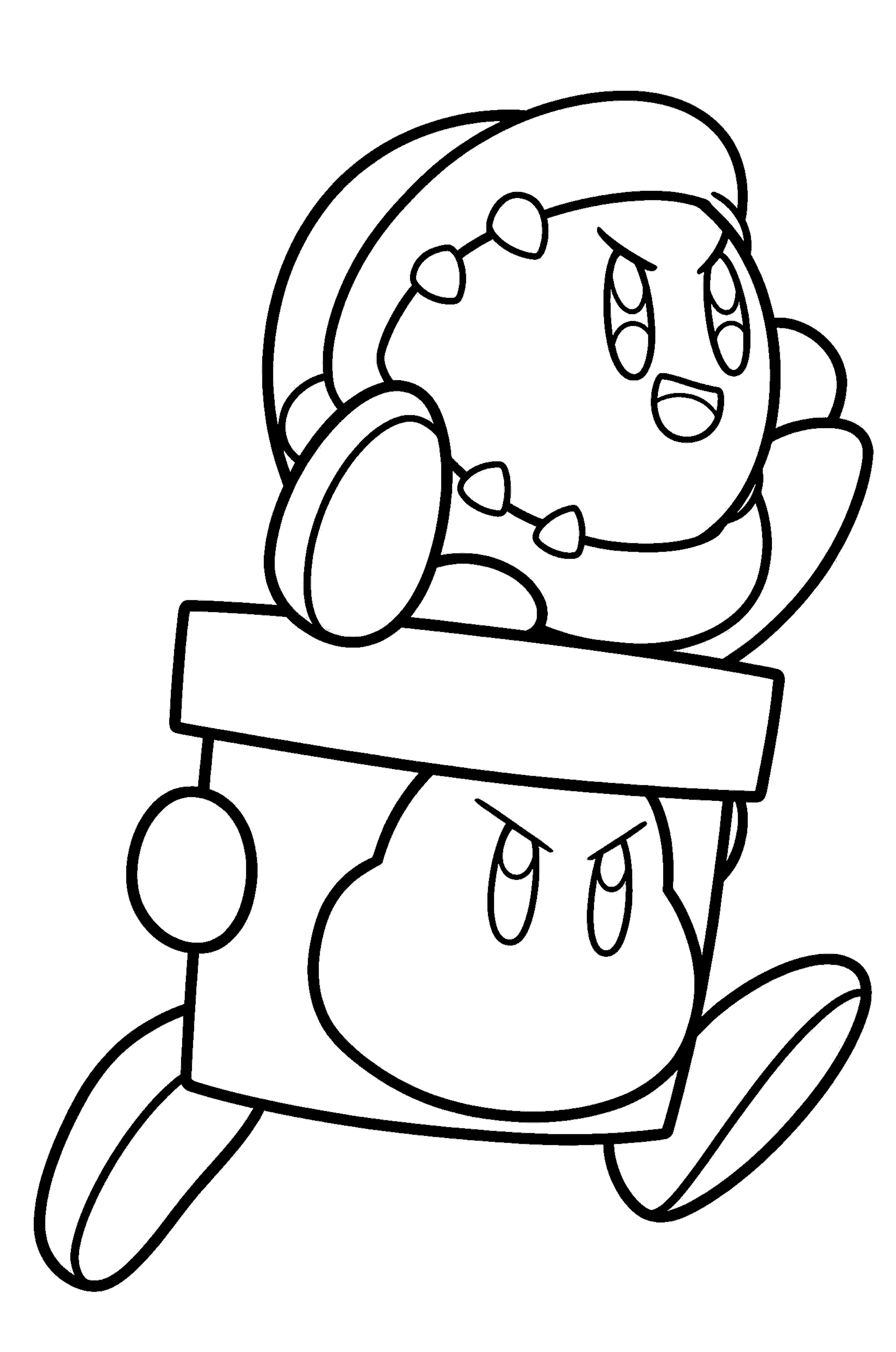 kirby and waddle dee mario crossover line art