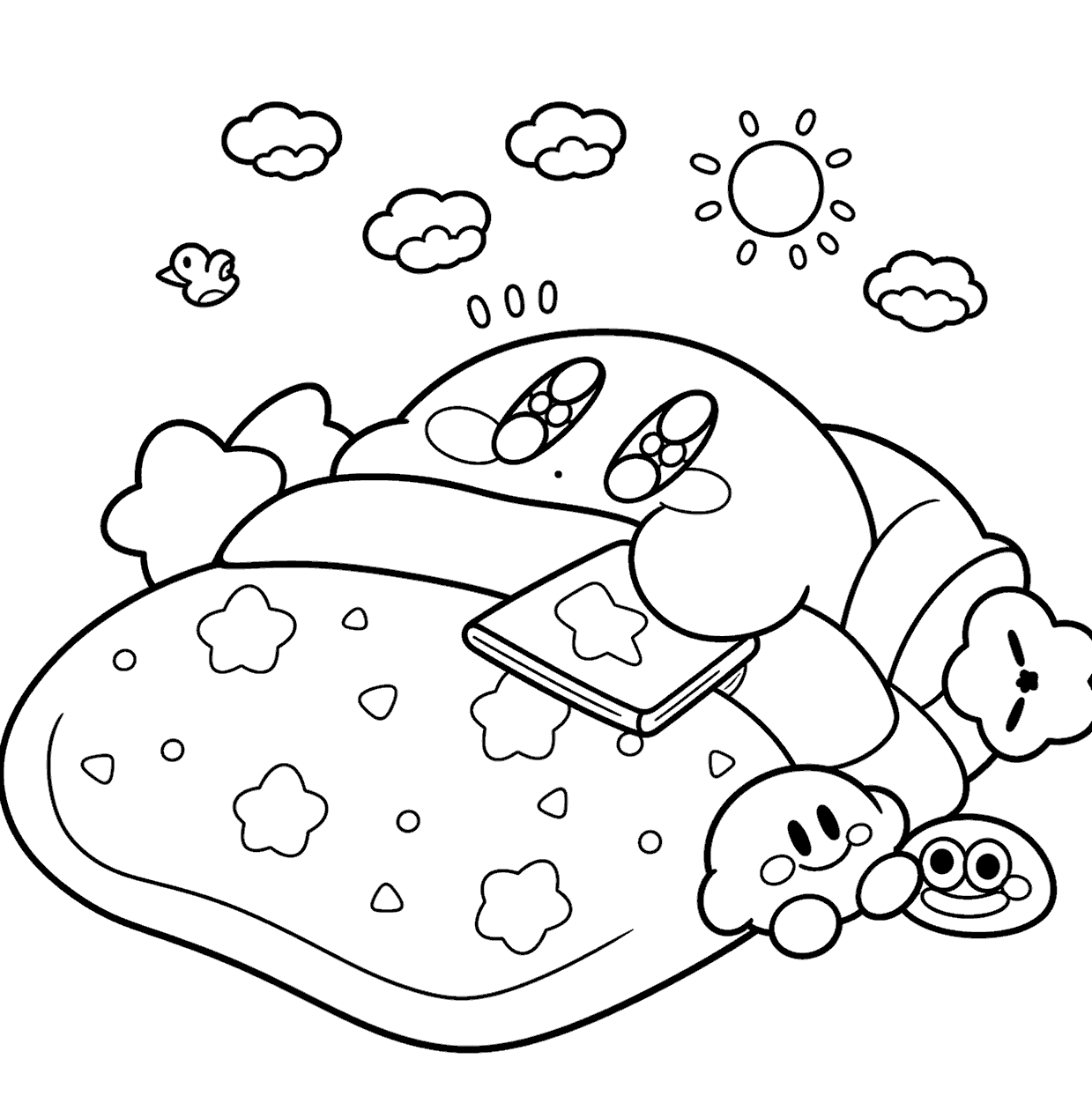 kirby bedtime sleeping pattern line art