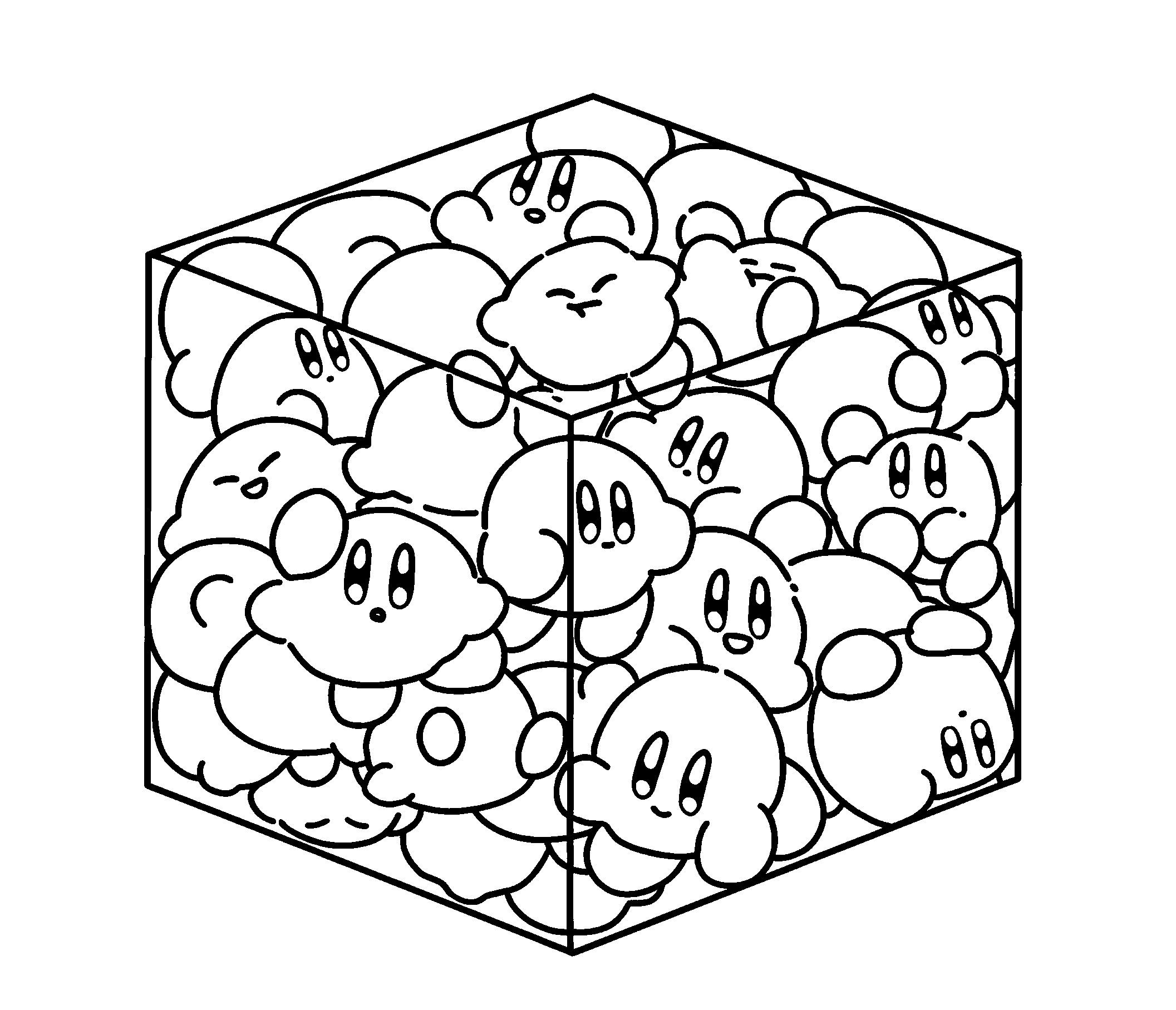 kirby cube collection line art for kids