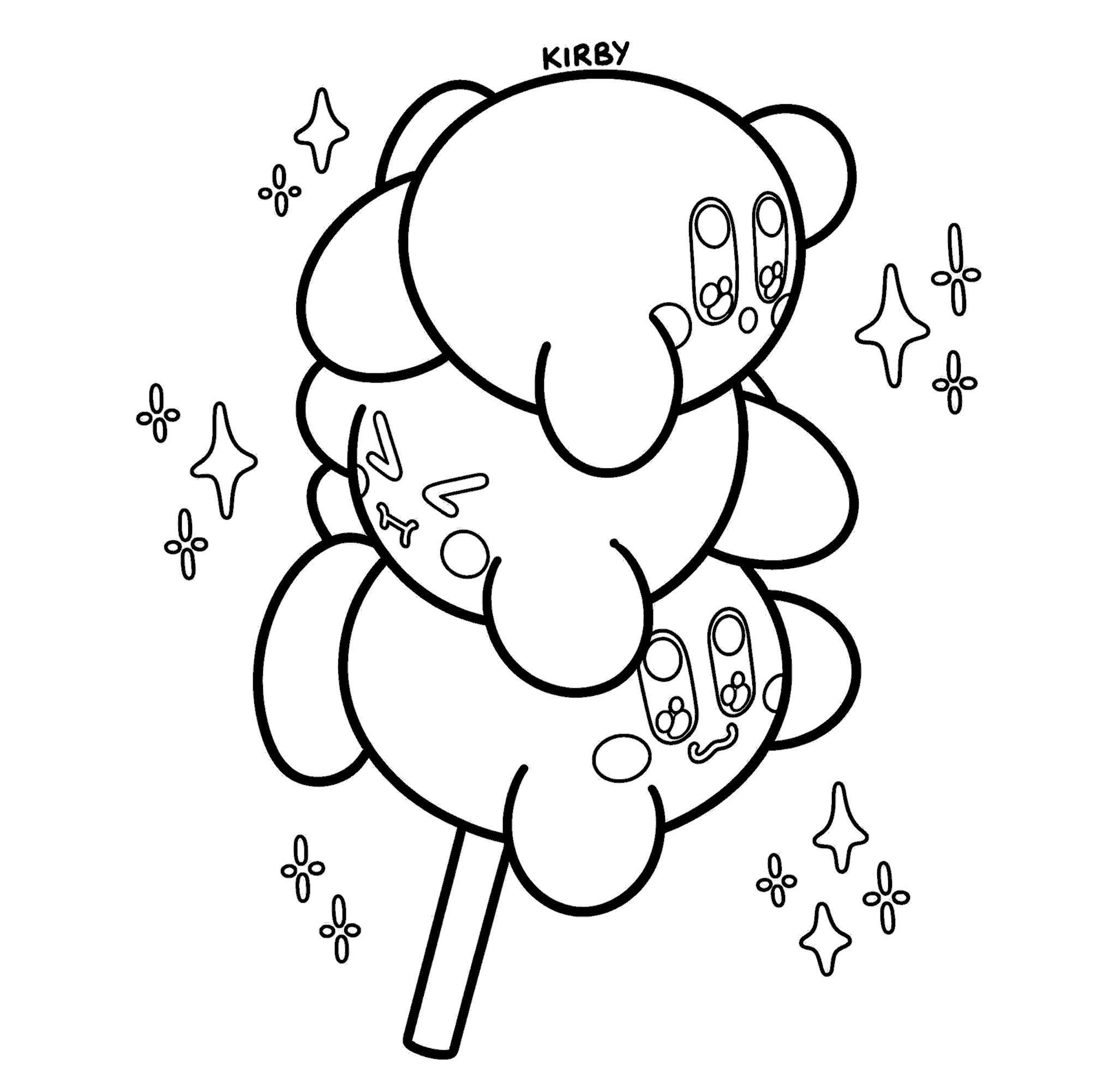 kirby dango skewer line art for kids