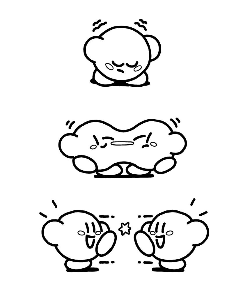 kirby funny expressions line art for kids