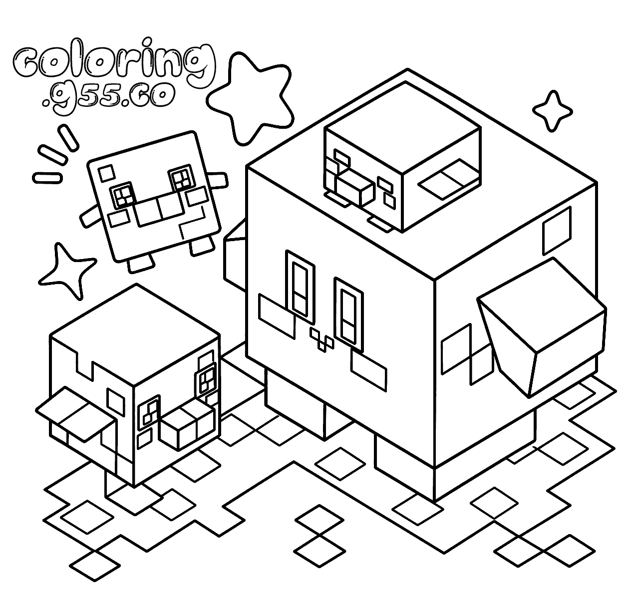 kirby minecraft skin cube craft line art