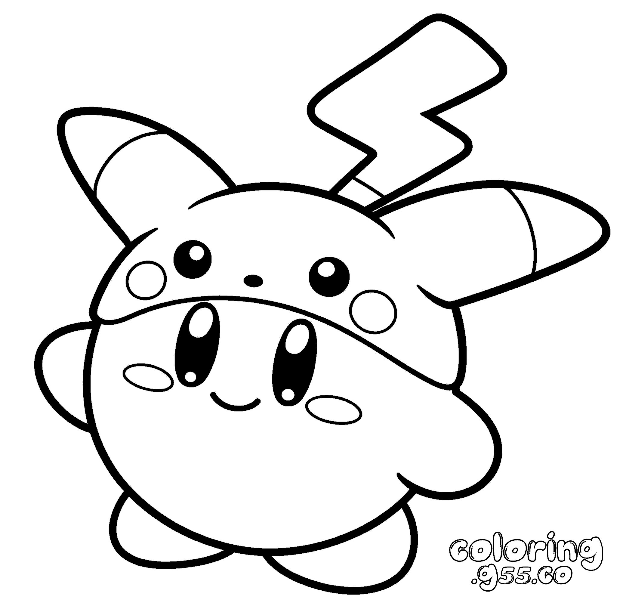 kirby pikachu hat costume cute line art