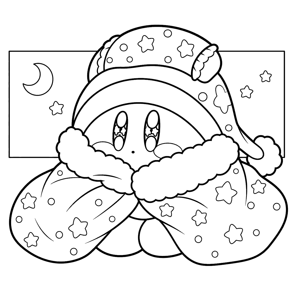kirby starry blanket cozy night line art