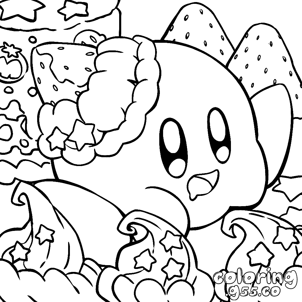 kirby strawberry shortcake dessert line art
