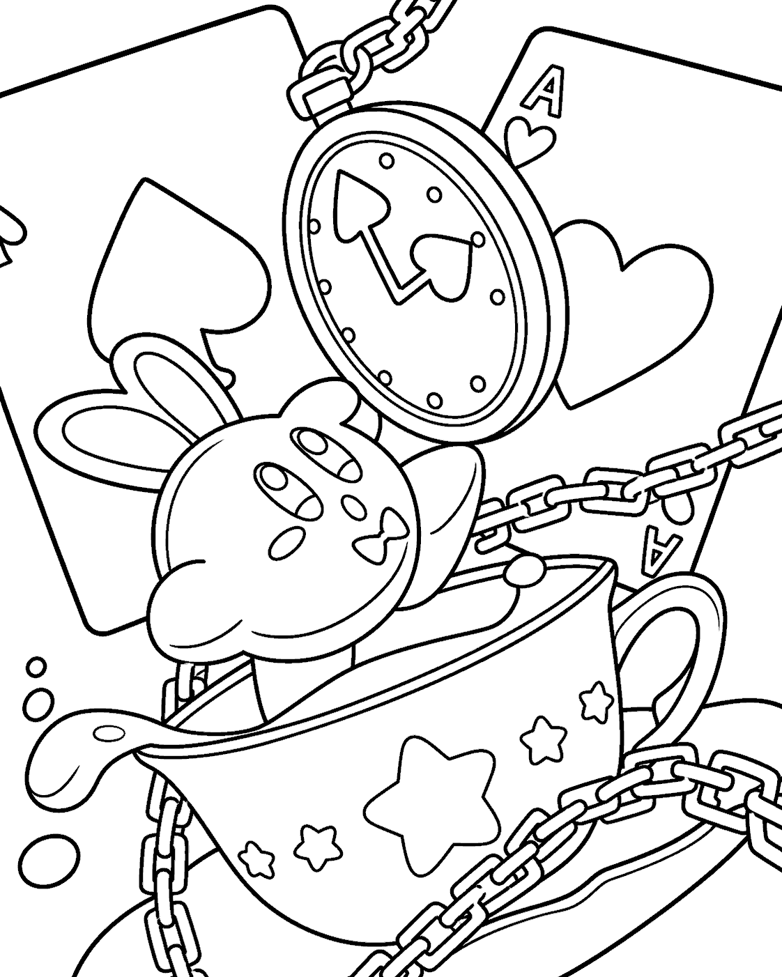 kirby wonderland adventure line art for kids