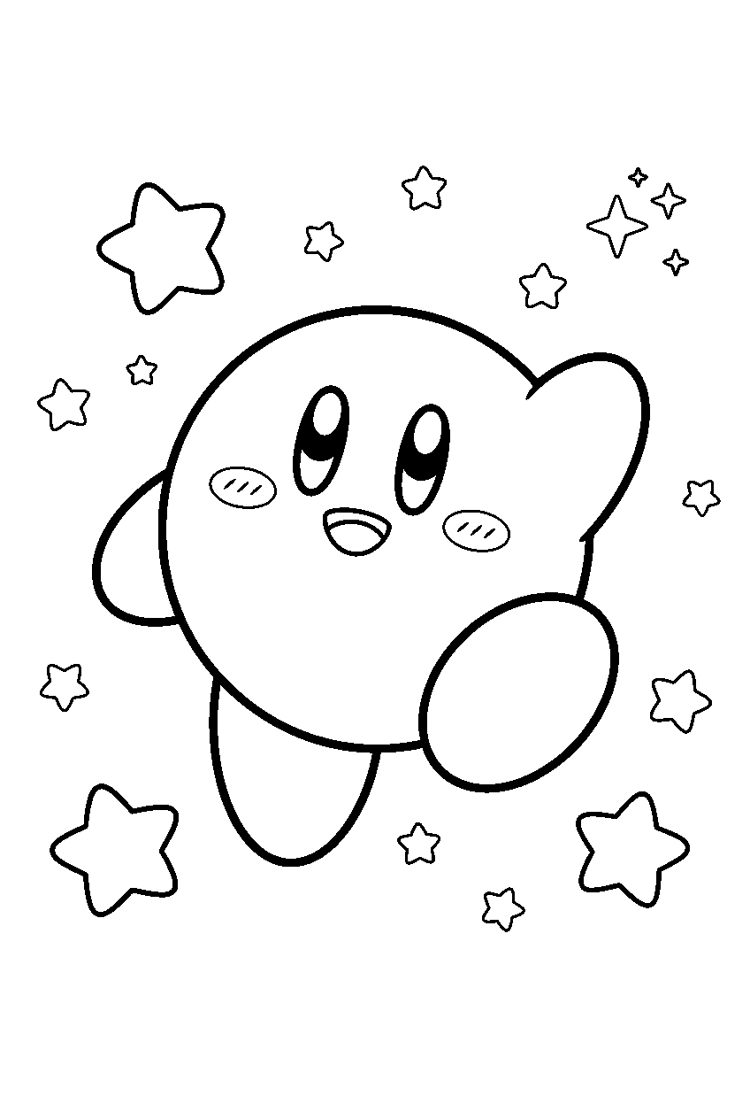 kirby among the stars line art