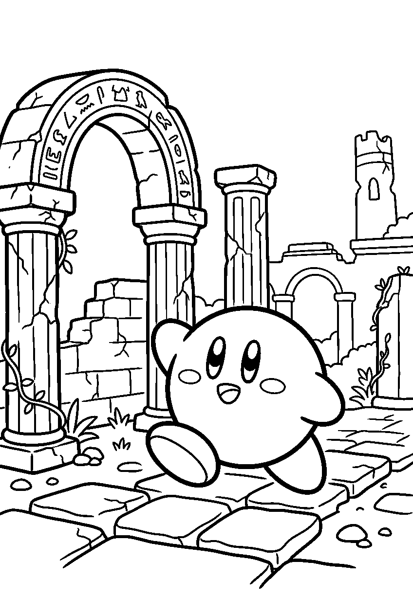kirby in ancient ruins line art