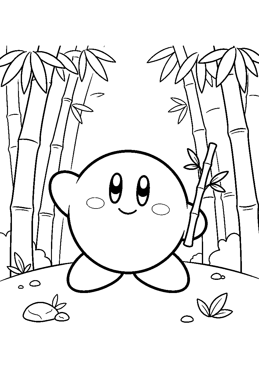 kirby in bamboo grove line art