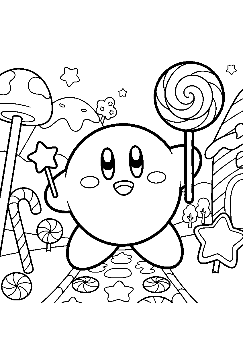 kirby in candy kingdom line art