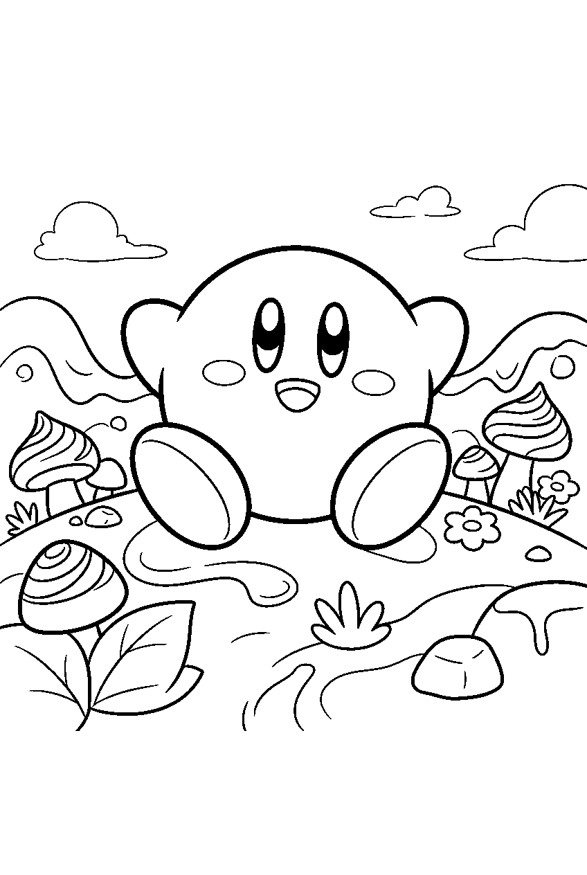 kirby in chocolate meadow line art