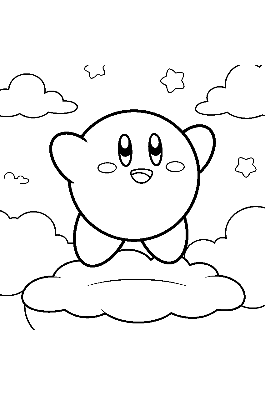 kirby in cloud kingdom line art