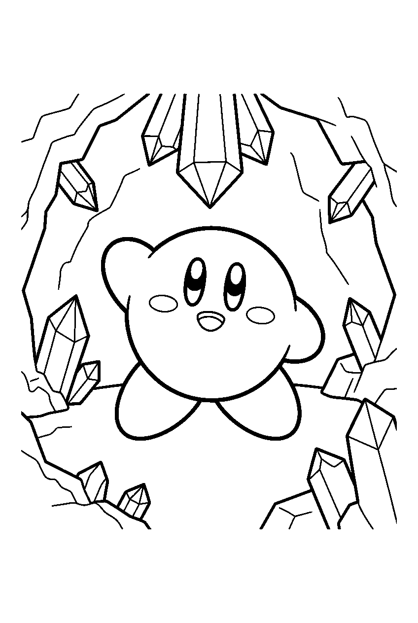 kirby in crystal cave line art