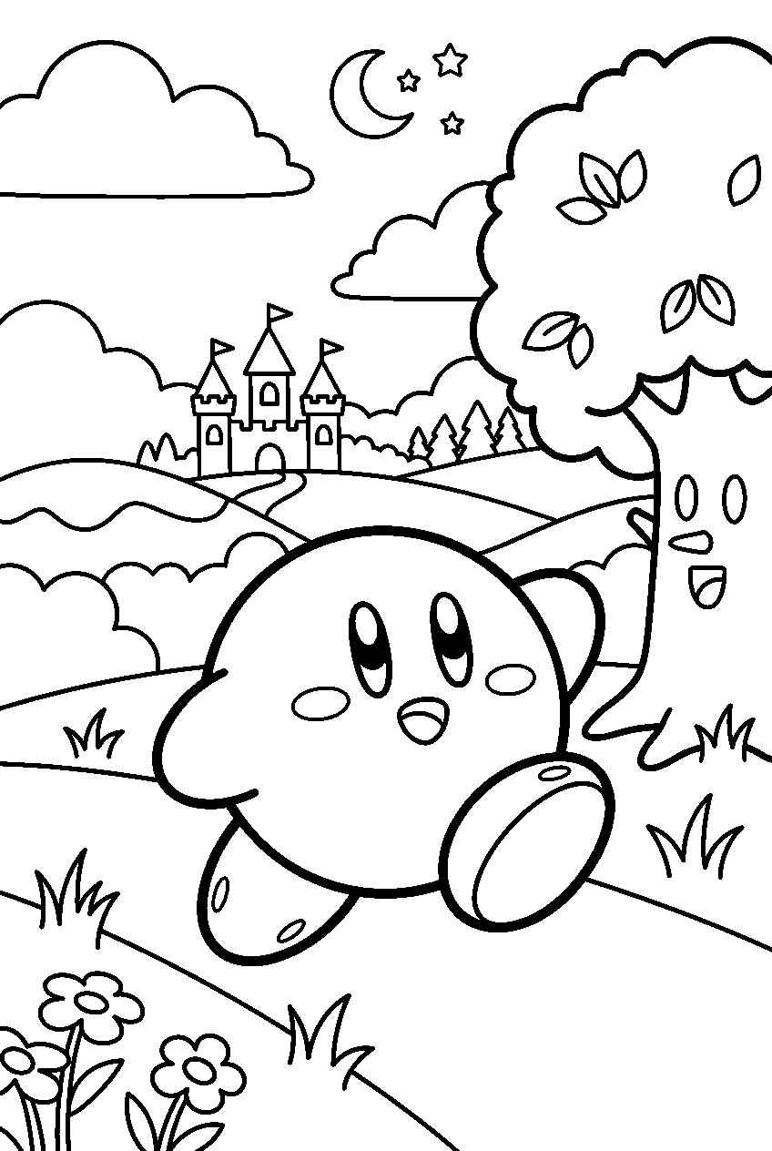 kirby in dream land line art