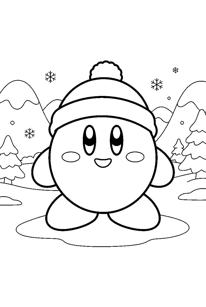 kirby in frozen valley line art