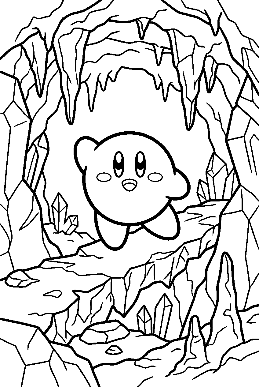 kirby in icy cave line art