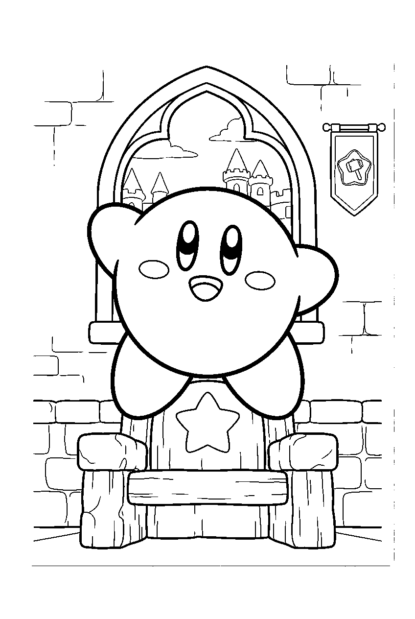 kirby in king dedede s castle line art