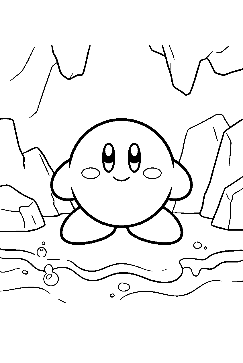 kirby in lava cave line art