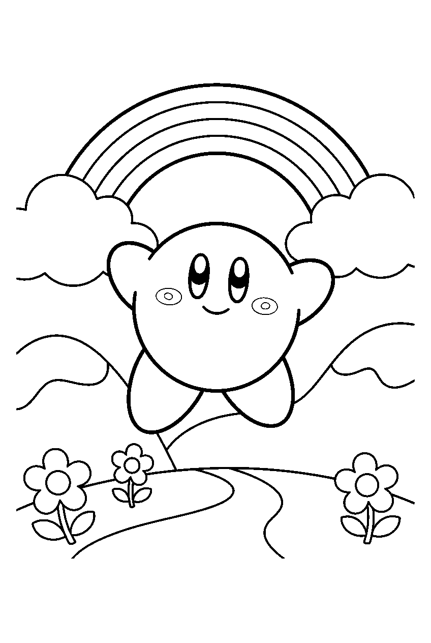 kirby in rainbow valley line art