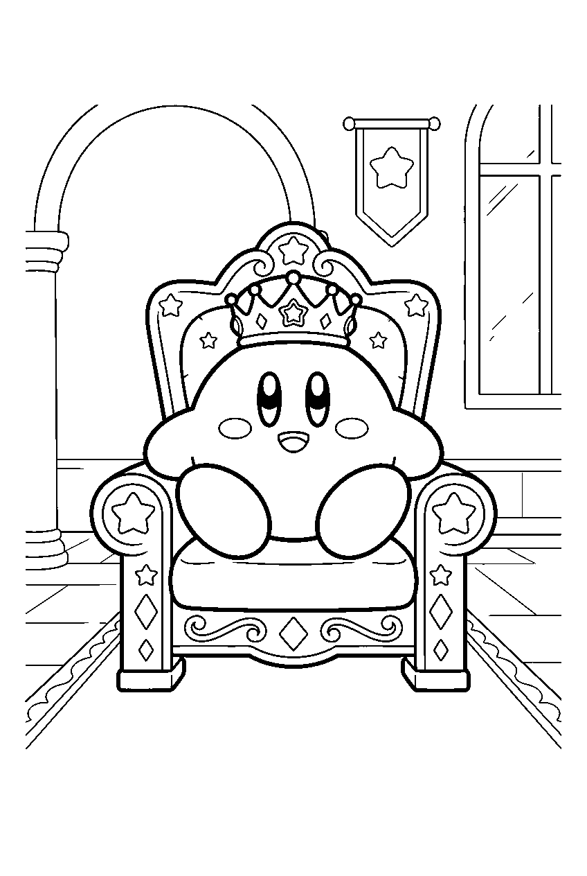 kirby in royal throne room line art