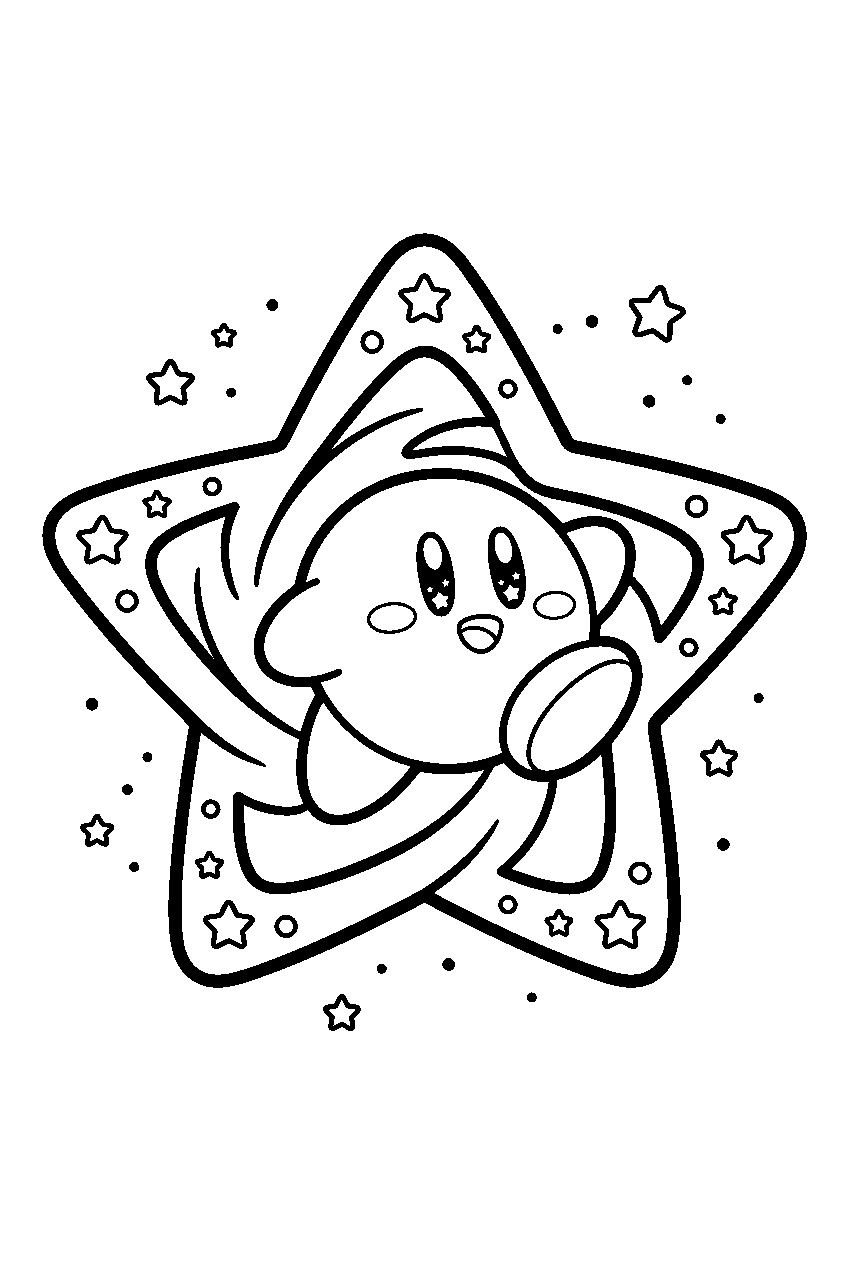 kirby in star portal line art